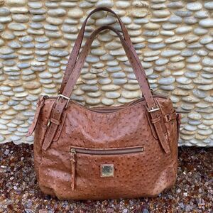 Vintage Dooney & Bourke Caramel/Cognac Ostrich Leather Shoulder/Tote Bag
